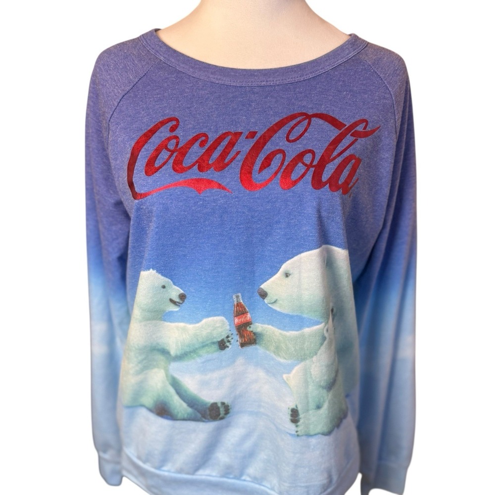 Coca Cola AOP All Over Print Long Sleeve Tee Juniors Large Polar Bear‎ Classic